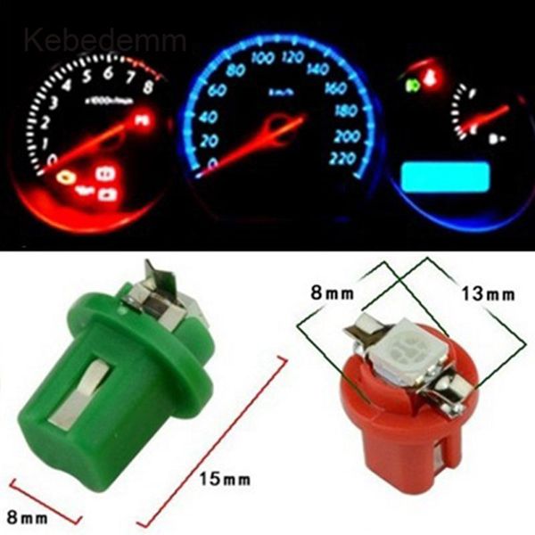 

kebedemm 10pcs colorful b8.5d 509t b8.5 led 1 smd t5 lamp car gauge dash bulb dashboard instrument light 12v