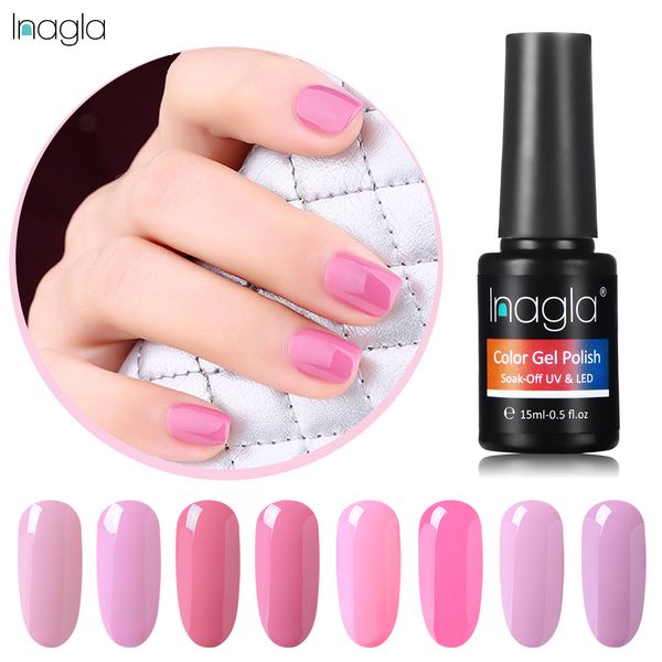 

inagla 15ml pink colors series nail gel polish soak off uv led nail polish lacquer varnish base coat art manicure salon, Red;pink