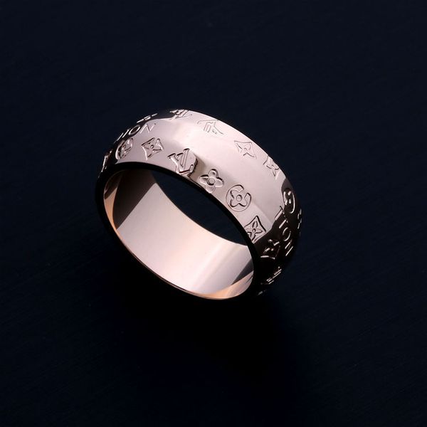 

new wholesale price wide shape v men ring size sliver color letter stainless steel gifts for men women, Silver