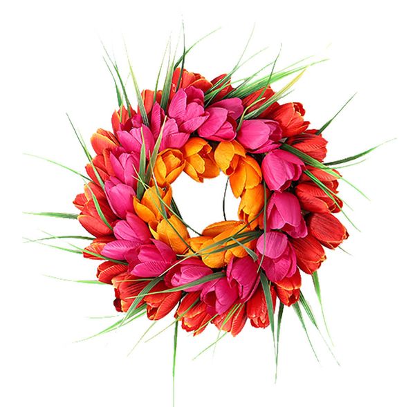 

artificial silk flower tulip wreath home wedding door wall garland christmas party decoration pgraphy props