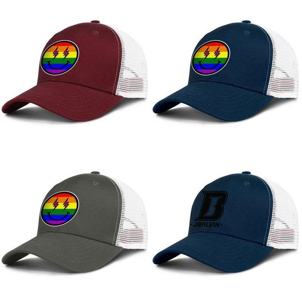 

радуга j balvin логотип для мужчин и женщин регулируемый дальнобойщик meshcap дизайн спортивная команда модные бейсболки черный логотип лого, Blue;gray