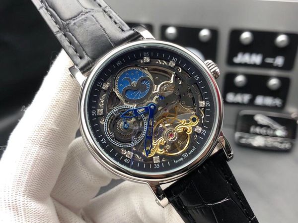 

супер montre de luxe выдалбливают automaticwatch механическое движение 40мм 316l тонкой стальной корпус coaskin ремешок для часов кристалл з, Slivery;brown
