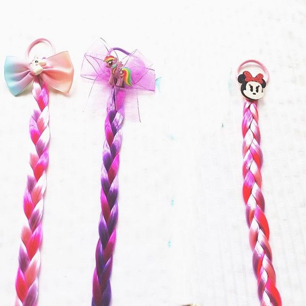 

hair extensions wig for kids girls unicorn elastics hair bands rope ties ponytail headwear bobbles headband accessories 0204, Slivery;white