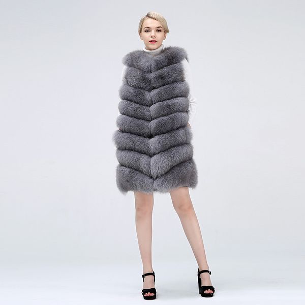 

women's real fur vest 100% natural leather hair 2019 fashion warm fur coat jacket vest leather coat, Black