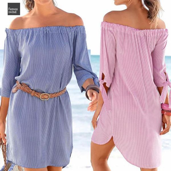 

off dress aug6 women shoulder half sleeve mini dresses ladies casual loose party casual women designer clothes, Black;gray