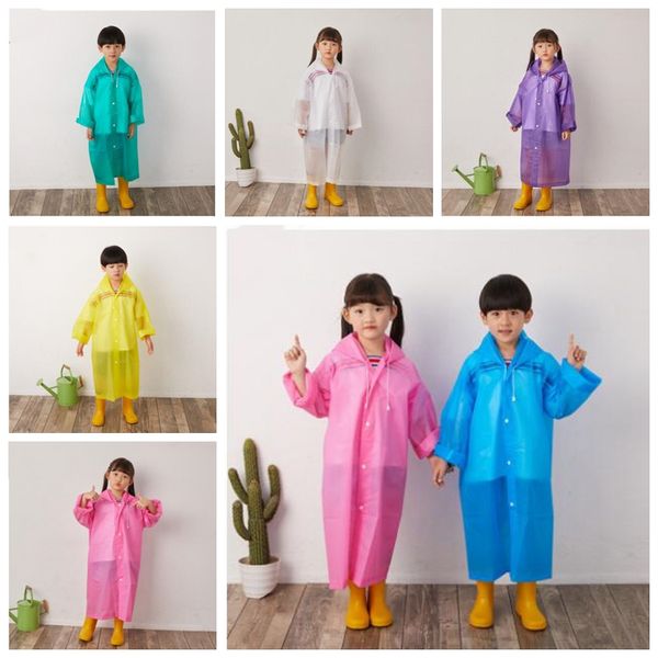 Criança Capuz Capuz Criança Eva Não-Descartável Rainwear Transparente Botão Ambiental Chuva Cape Outdoor Viagem Roaca de Emergência ZYQ422