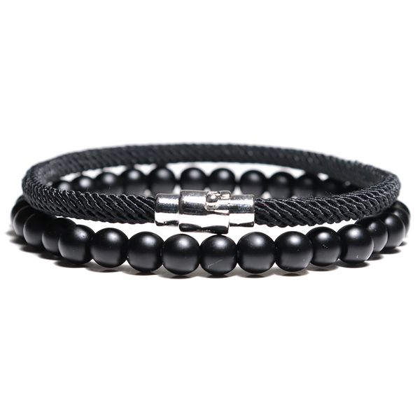 

charm bracelets unique 2pcs/set bracelet men natural lava onyx stone homme umbrella rope magnet braslet accessories matching braclet, Golden;silver