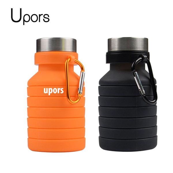 

upors 550ml outdoor folding sport water bottle portable silicone collapsible foldable water bottle shaker protein