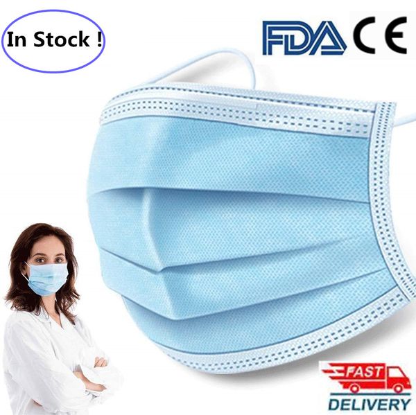 

fda ce approved disposable protective mask 3 layer ply non-wove filter mouth face mask anti-dust anti-fog meltblown earloop mouth protective