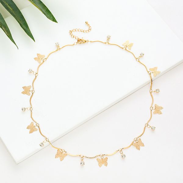 

early autumn new fashion hollow butterfly pendant temperament wild women's necklace student girlfriends gift, Golden;silver