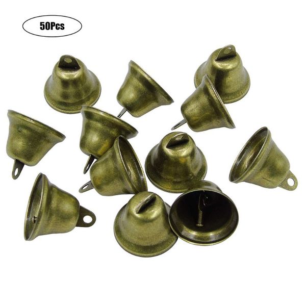 

50 pieces vintage bronze jingle bells craft brass christmas bell for dog potty training, housebreaking, making wind chimes