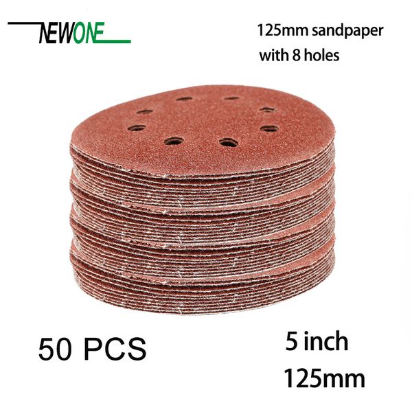 

50pcs 125mm orbital sander sandpaper discs 40,60,80,100,120g grit sanding new
