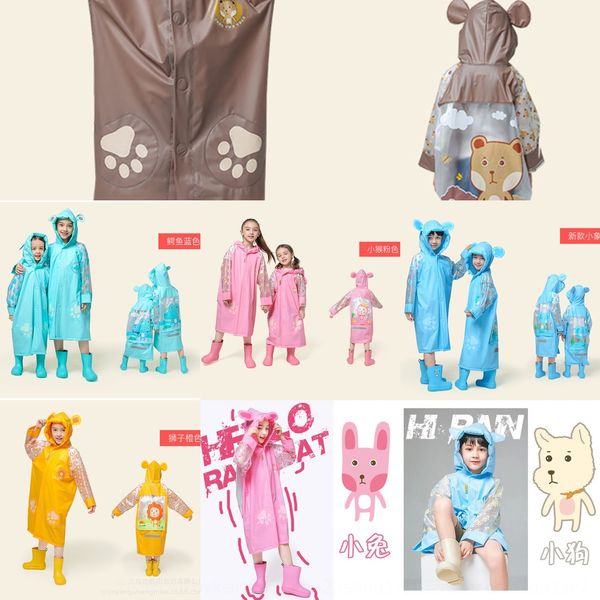 

blue ant children's raincoat kindergarten cloak cloak boys and girls baby raincoat primary school children's waterproof thick ponc, Red;brown