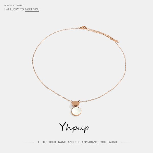 

yhpup 2019 classic minimalist rose gold stainless steel necklace natural shell elegant women acccessories christmas gift no, Silver