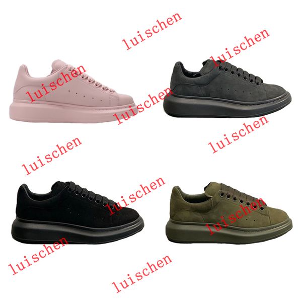 

designer platform shoes leather suede trainers for women mens genuine leather luxury sneaker flat casual party wedding shoes sz 4-12, Black