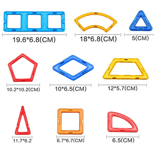 

54pcs big size magnetic building blocks triangle square brick designer enlighten bricks magnetic toys stickers gift