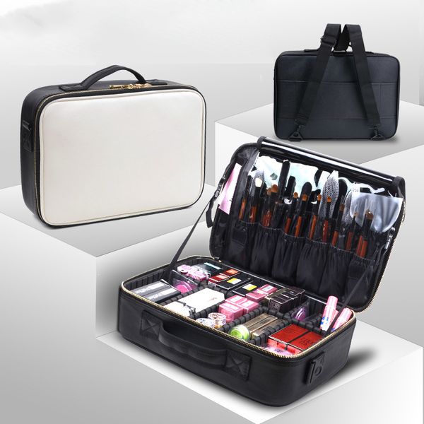 

cosmetic bags makeup bag women professional cosmetic clapboard case large capacity storage handbag travel insert toiletry box