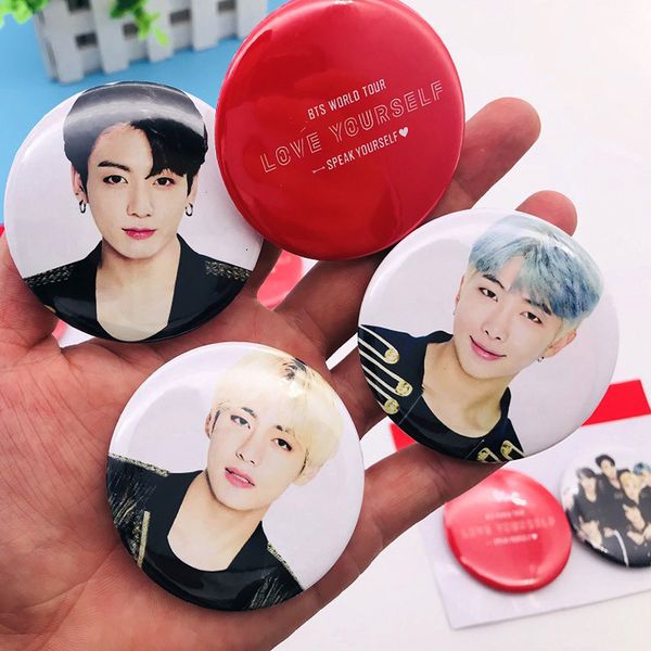 

2 pcs fashion brooches korean kpop members brooch pin accessories bangtan boys love yourself concert badges for fans gift, Gray