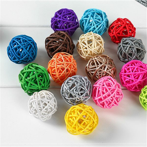 

8pcs/lot 3cm rattan ball diy ornaments wicker sepak takraw ball diy christmas wedding birthday party home decoration accessories