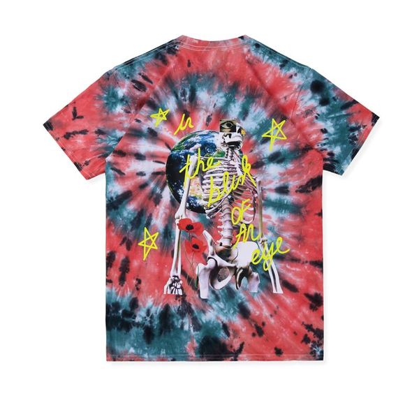 

19ss joint tie-dyed skeleton tee red fashion men women summer tee classic street skateboard casual short sleeves tee hfhltx014