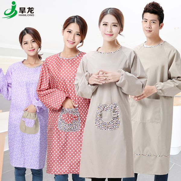 

kitchen apron long sleeve waterproof and oilproof thick fashion home cooking gown female men's waist overalls