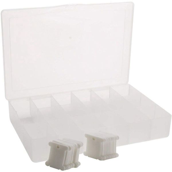 

one box of 50 plastic bobbins floss & needlecraft organizer, Black