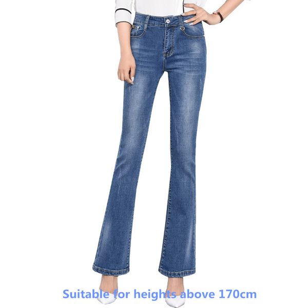 

large size high body jeans women x-long denim pants slim female casual pants flare trousers suitable for heights above 170cm 244, Blue