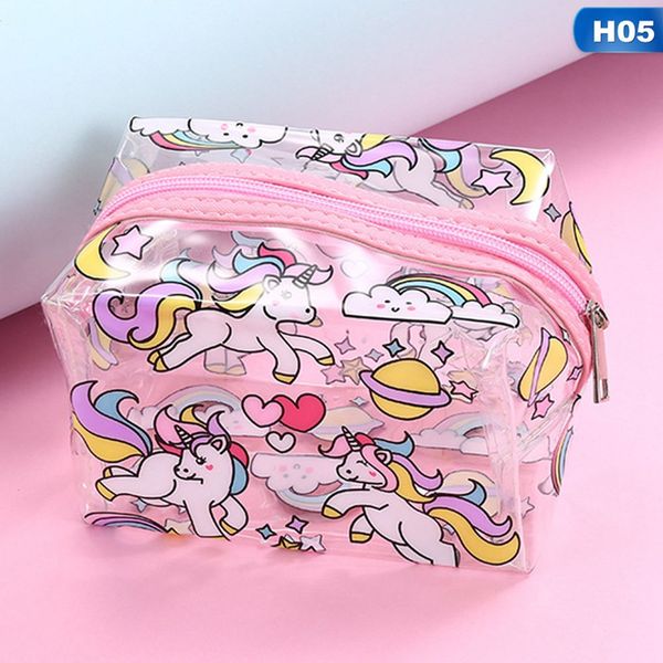 

unicorn pvc makeup bag waterproof cute clear transparent plastic pvc travel makeup cosmetic toiletry zip bag