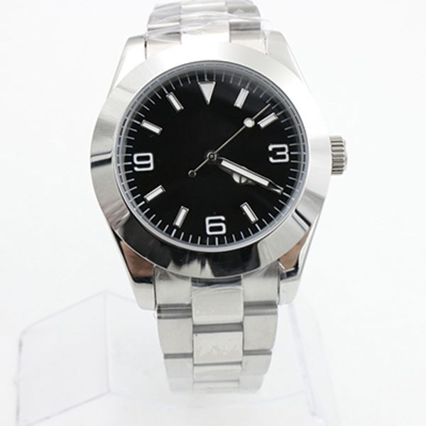 

brand luxury mens watches mechanical stainless steel automatic movement air king watch sports self-wind watches designer wristwatches, Slivery;brown