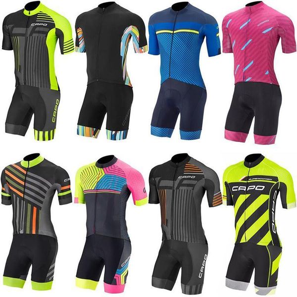 

2020 14 colors capo 2020 cycling jerseys set short sleeves summer style for men women overall bike wear size xs -4xl bicycle clothing, Black;red