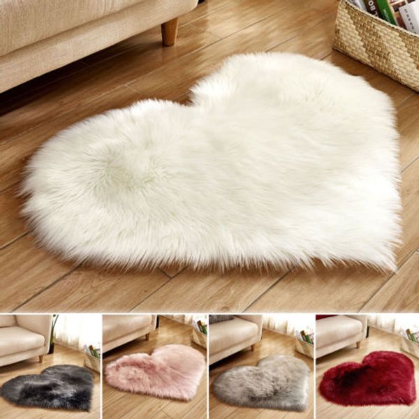

heart shape super soft fluffy rugs mat anti-skid shaggy area rug dining room home bedroom carpet floor mat
