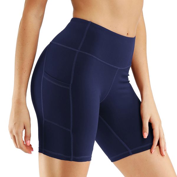 

side pocket patched solid skinny cycling shorts women high waist biker shorts feminino cotton black yoga sweatpants
