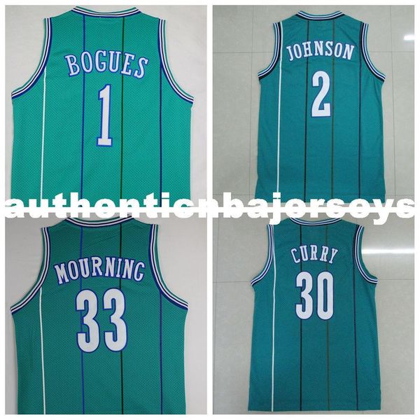 

# 1 muggsy bogues # 2 ларри джонсон # 33 алонзо траур # 30 dell sc ретро-зеленый джерси, ретро-ретро-баскетбол джерси ncaa college, Black;blue