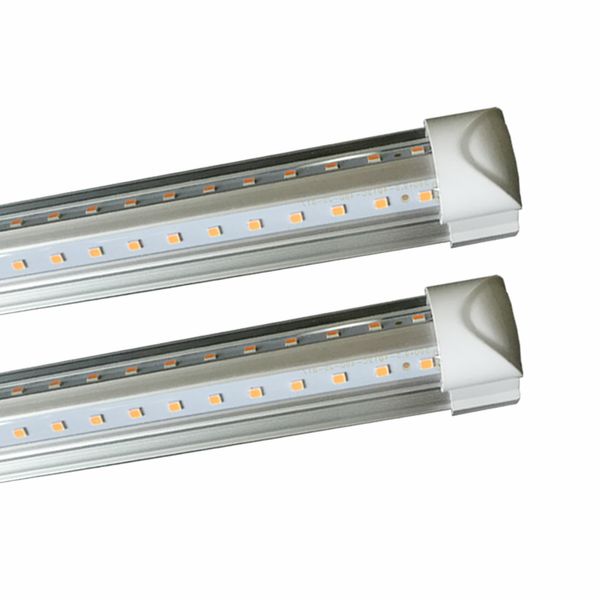 

t8 led integrate tube 4ft 5ft 6ft 8ft v shaped double row smd2835 clear cover cold white 6500k 100lm/w ac85-265v crestech