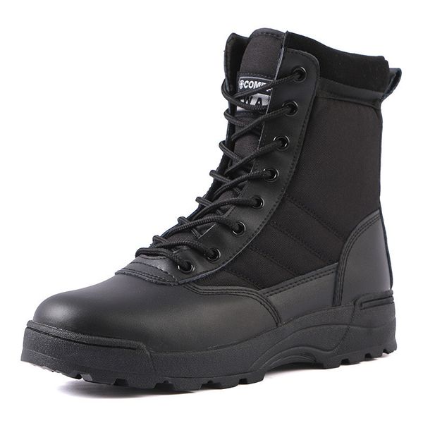 

men's military boots side zipper comfortable non-slip wear-resistant breathable combat shoes outdoor hiking boots military shoes, Black