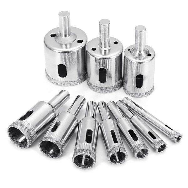 

diamond drill bits,10pcs 6-32mm hole saw diamond drill bit hollow core bit set for coating, carbon steel for glass