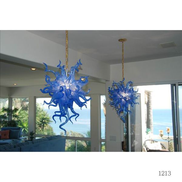 

art glass chandeliers home decoration 100% mouth blown borosilicate chandelier light america style hand blown glass blue chandelier