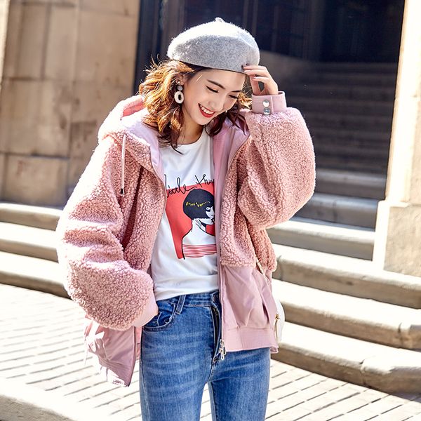 

autumn winter fleece casual bomer jacket 2019 fashion slim padded pocket parkas full sleeve zippers jackets coat high street, Tan;black