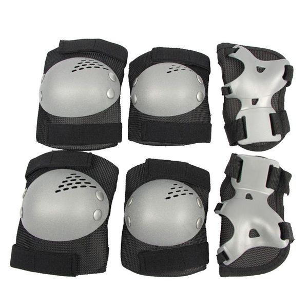 

6pcs kids outdoor sports protector cycling skateboard protective gear knee elbow pads (black grey, Black;gray
