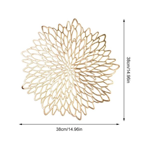 

1pcs gold silver round flower shape placemat coaster round vinyl pvc pad for birthday wedding dinner party xmas kitchen tool