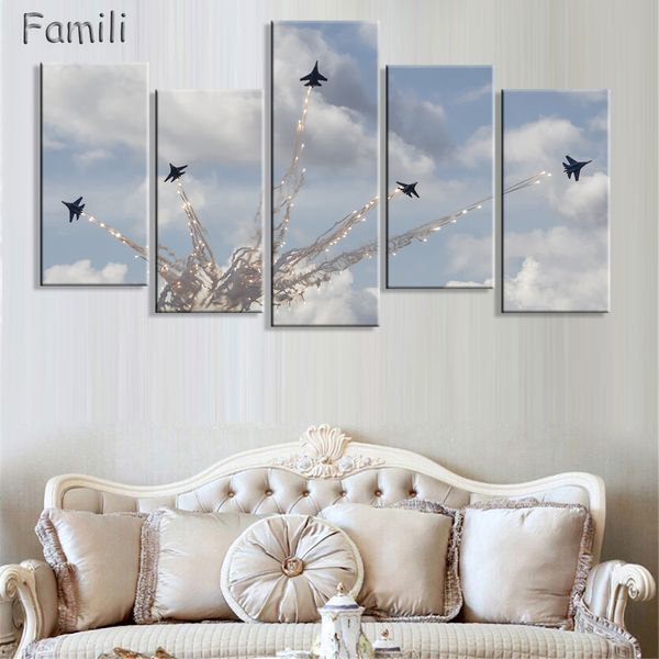 

Cuadros Painting By Numbers 5Picture Modern Fighter Aircraft Canvas Painting Combat Wall Picture Art For Living Room Unframed