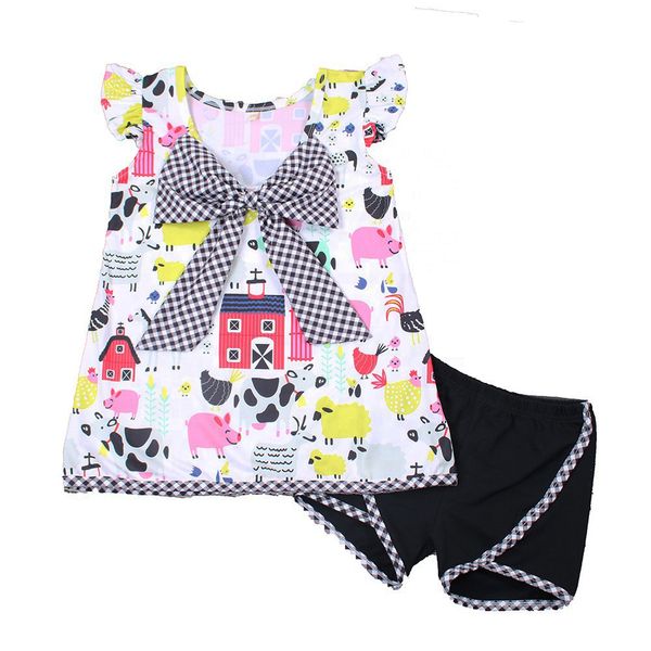 

2020 new toddler girls clothes baby girl boutique outfits short sleeve pants 2pcs summer outfits newborn girls summer clothing set, White