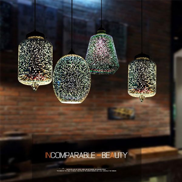 Acheter Moderne 3d Coloré Romantique Ciel étoilé Suspendu Abat Jour En Verre Suspension Lampe Lights Fixture E27 Pour Chambre Restaurant Salon De
