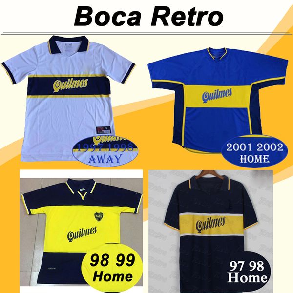 

1997 1998 boca juniors retro maradona caniggia home away soccer jerseys 2001 roman football shirt short sleeve camisetas de futbol uniforms, Black;yellow