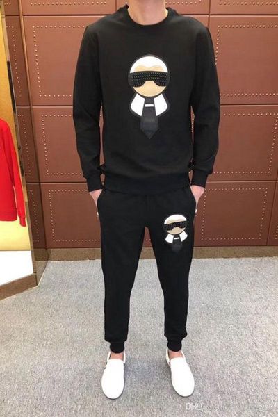 

2019 новый мужской модный принт хлопок пуловер с длинным рукавом jogger костюмы куртка брюки наборы мужской дизайнерский спортивный костюм с, Gray