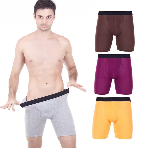 

pure cotton men's underwear five-legged pants lengthened fitness men's boxer pants sports wear-proof four-legged underwear head, Black;white