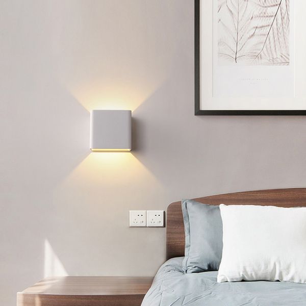 

led 6w открытый настенный светильник вверх вниз ip65 водонепроницаемые белые черные современные настенные светильники лампа 86-265 внешнего