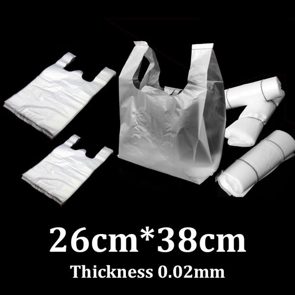 

26x38cm protable vest tote PE clear supermarket plastic bag for shopping