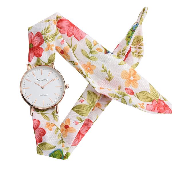 

ladies luxury watches relojes mujer summer style fashion women dress watch floral cloth quartz bracelet wristwatches montre femme, Slivery;brown
