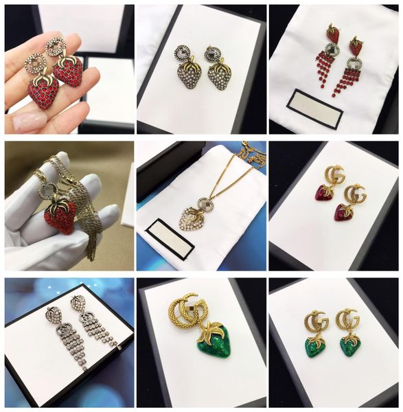 

fashion custom letters strawberry diamond designer jewelry luxury designer jewelry women earrings, Golden;silver